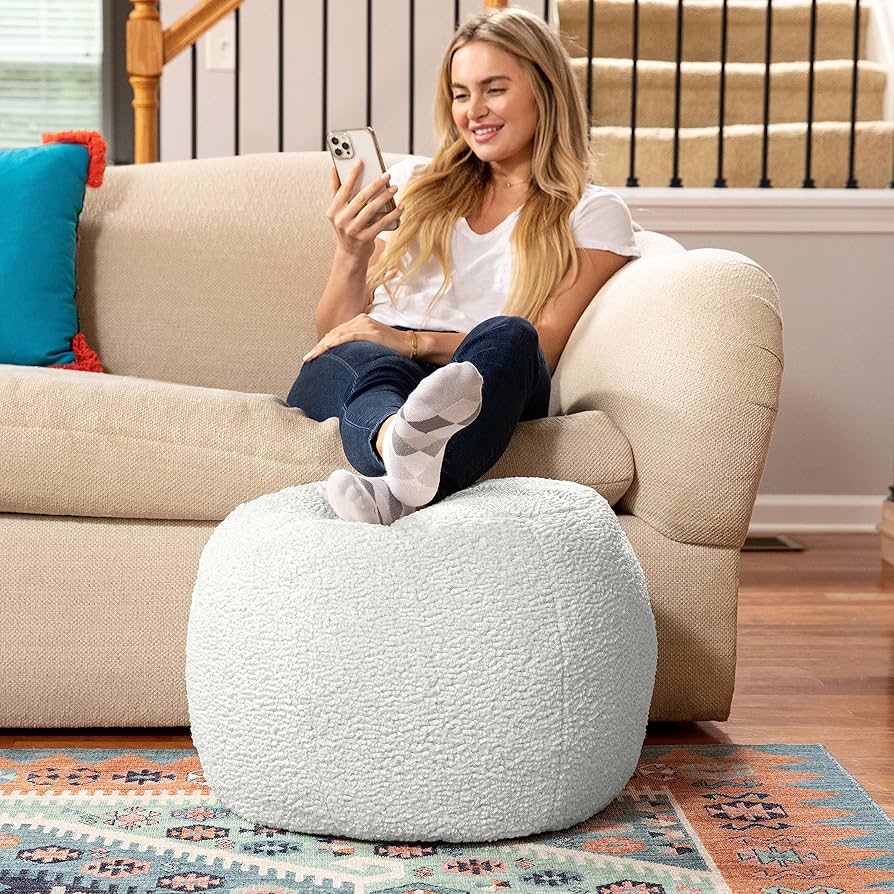 Amazon.com: Jaxx Ellis Ottoman Shearling Faux-Lamb Plush Pouf for