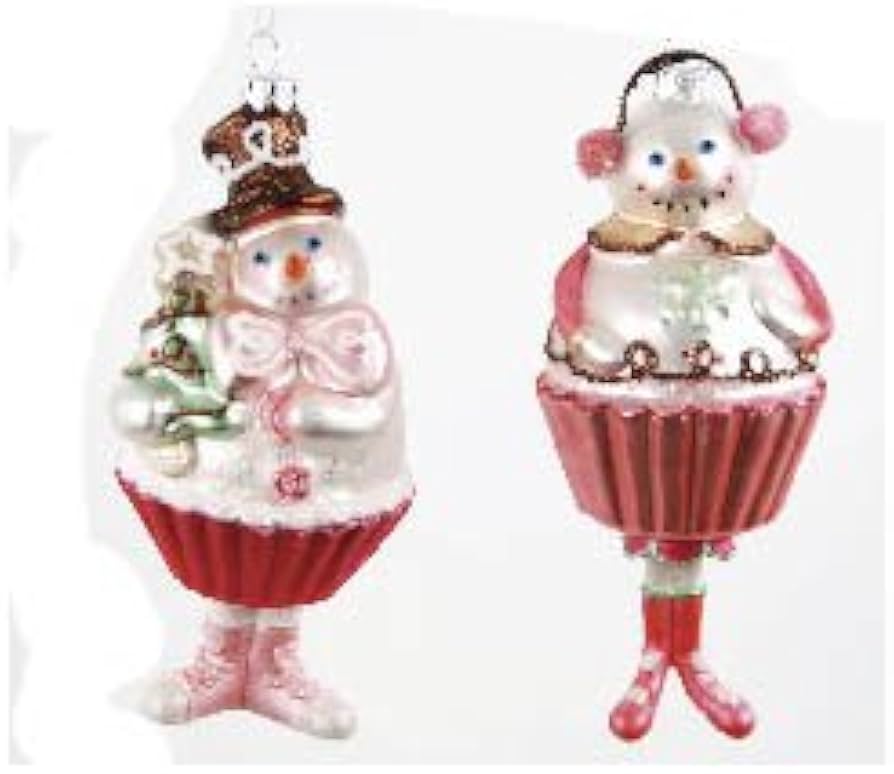 Amazon.co.jp: ガラス雪だるまGirlピンクカップケーキクリスマス