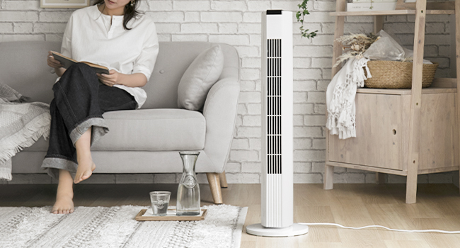 Amazon | モダンデコ タワーファン dcモーター リモコン付き スリム