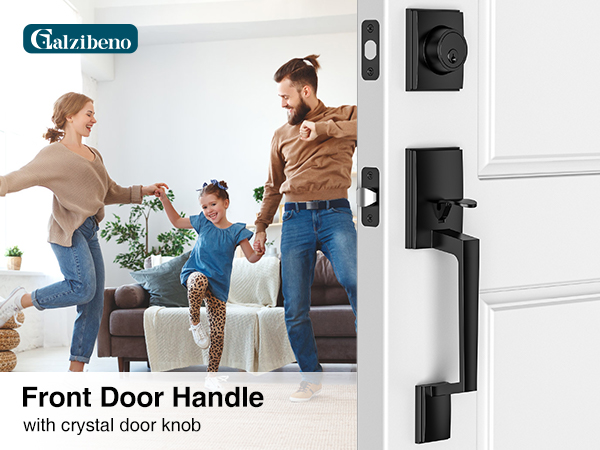 Calzibeno Black Front Door Handle and Deadbolt Set, Front Door