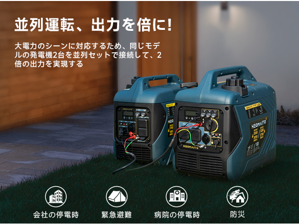 Amazon | HEOMAITO インバーター発電機1.6kVA/1.4kVA ポータブル発電機