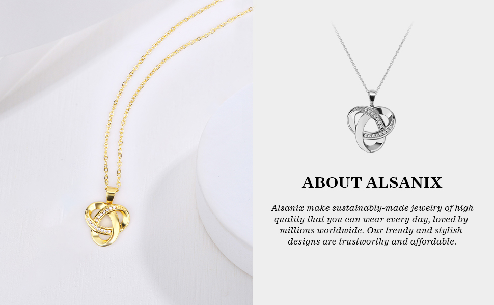 Amazon.com: Alsanix Love Knot Necklace,18K Yellow Gold Sterling