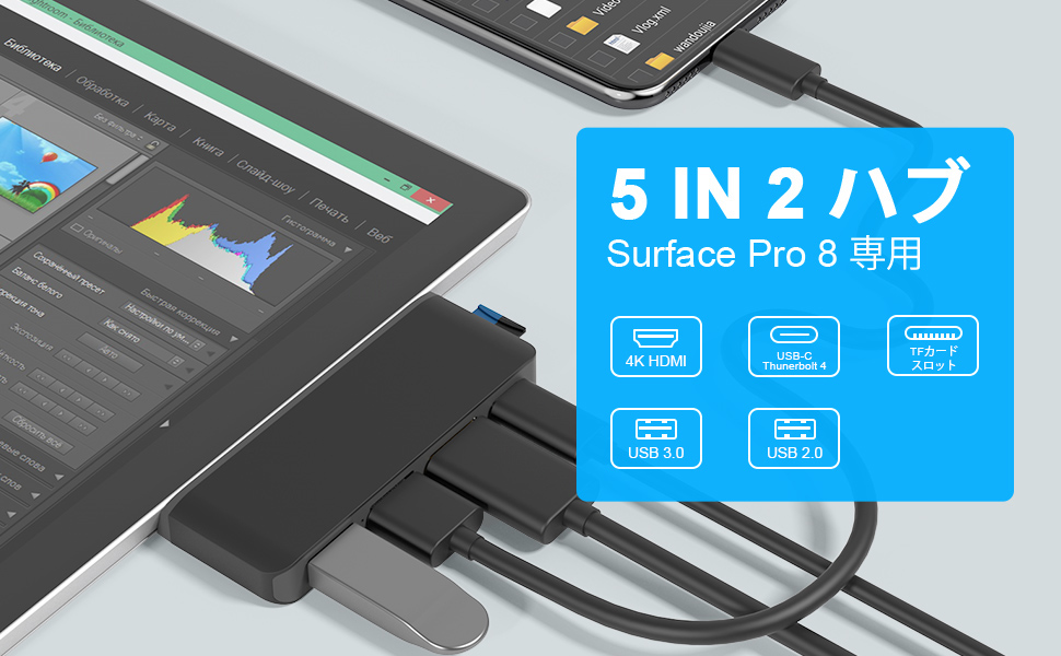Amazon | Microsoft Surface Pro 8 USB ハブ USB3.1 Thunerbolt4 USBC