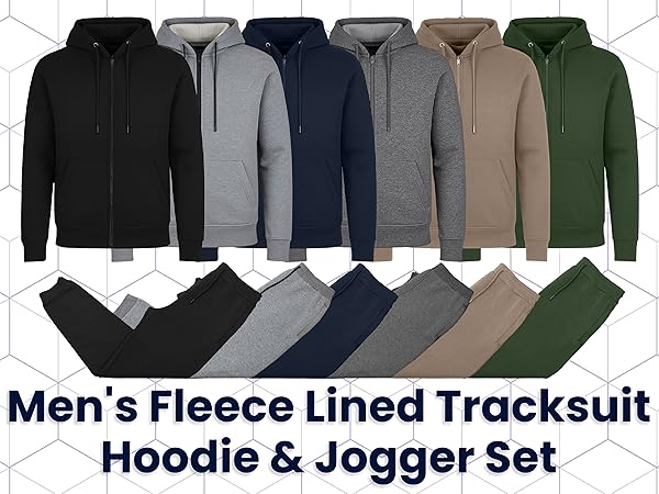 Galaxy by Harvic Men's Fleece-Lined Tracksuit Hoodie & Jogger Set