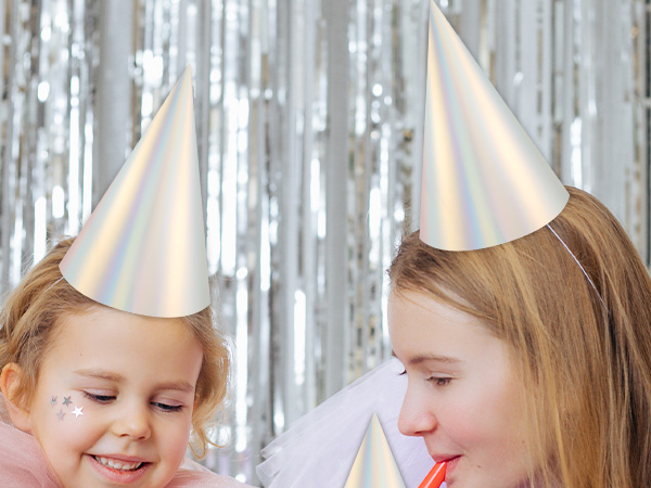 Amazon.com: ZOIIWA 48 Pieces Iridescent Party Hats Rainbow Laser