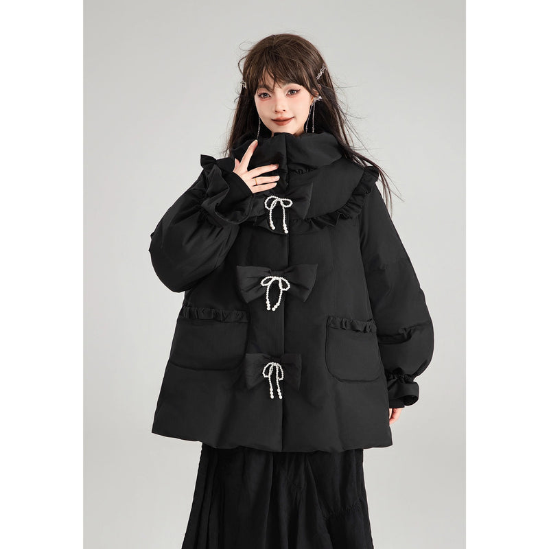 黒のお嬢様のリボンダウンジャケット – ManusMachina