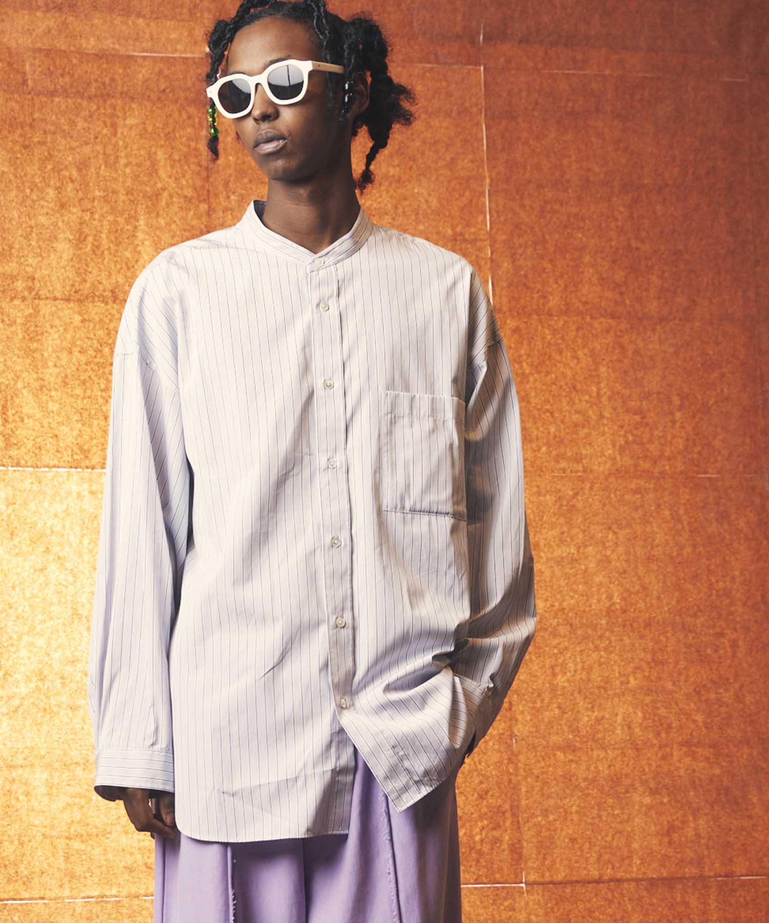 THOMAS MASON】Prime-Over Band Collar Shirt