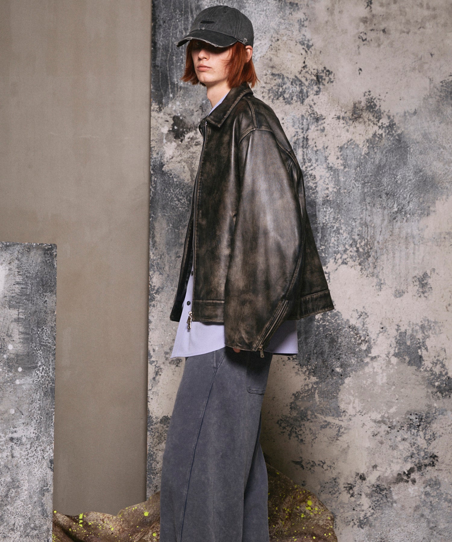 Sheep Leather Single Riders Collared Jacket