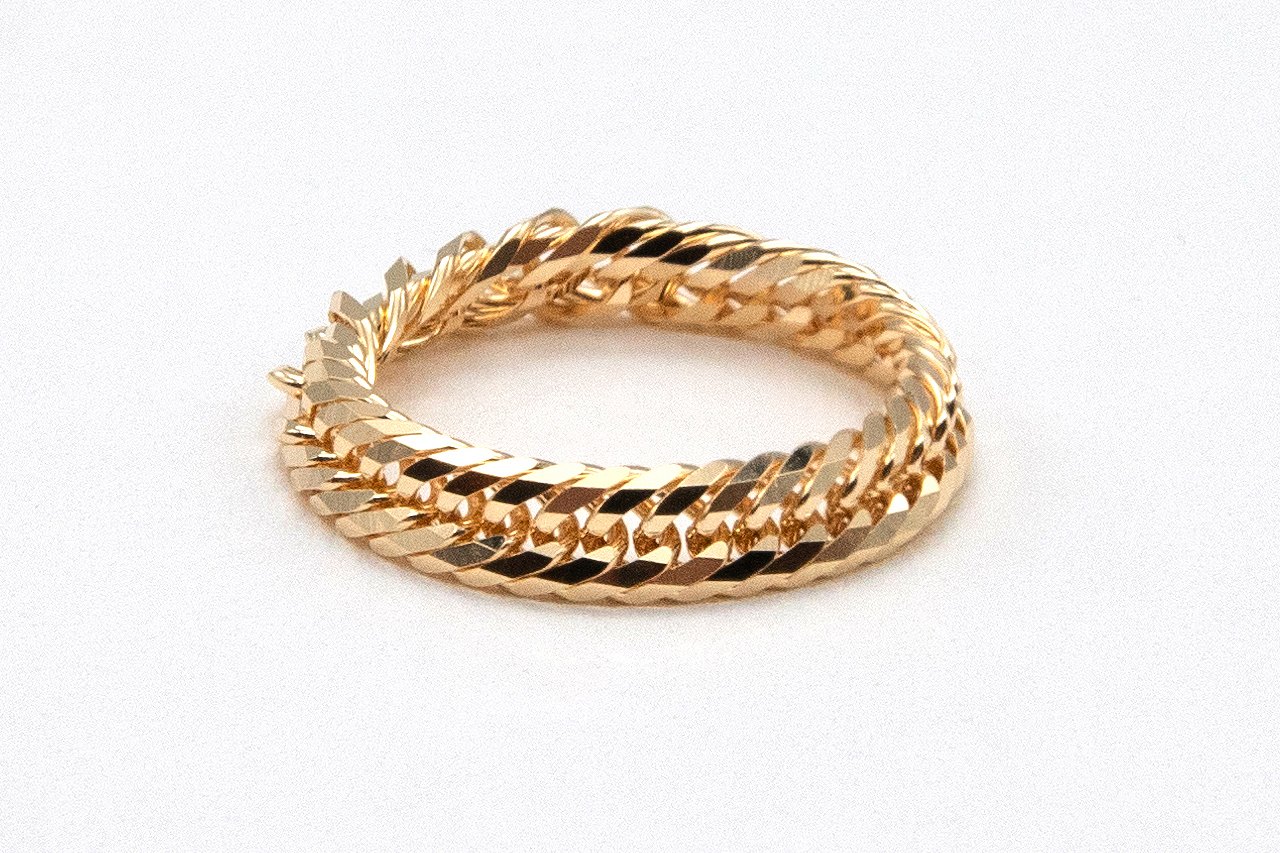 宝石K18 トリプル12面喜平リング ＃14の卸専門通販サイト