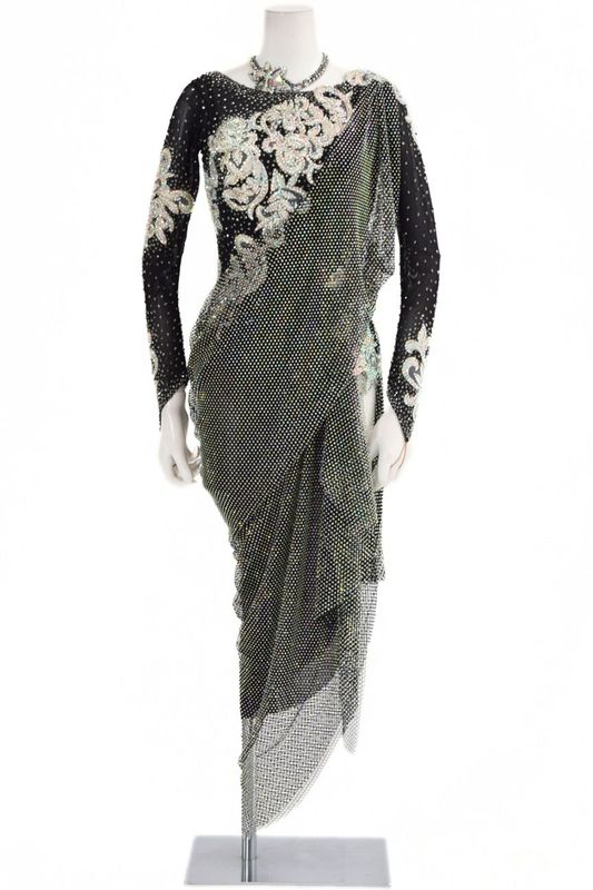 ラテンドレス WL0138D ブラック/クリスタル L 社交ダンス タカダンス