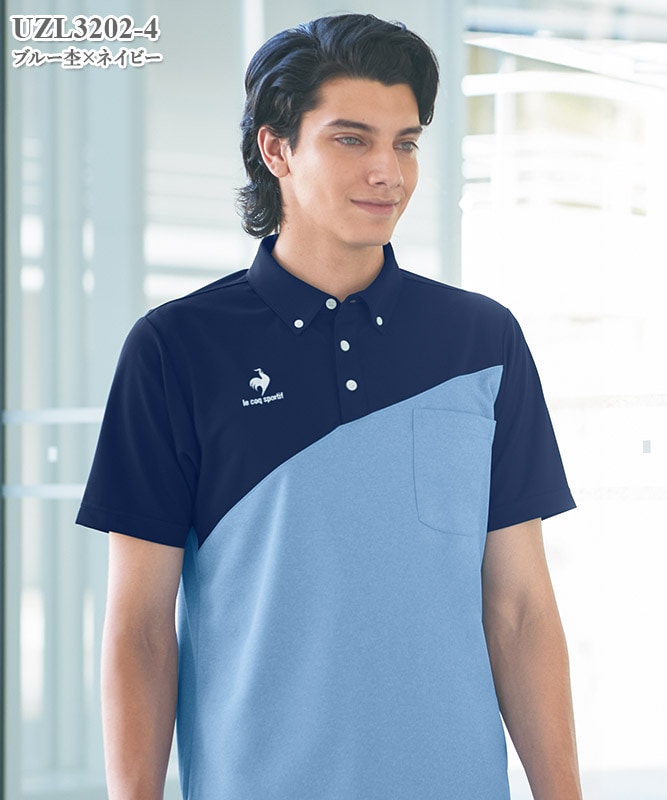 ルコックスポルティフ男女兼用ポタンダウンシャツ半袖[明石S.U.C.製品