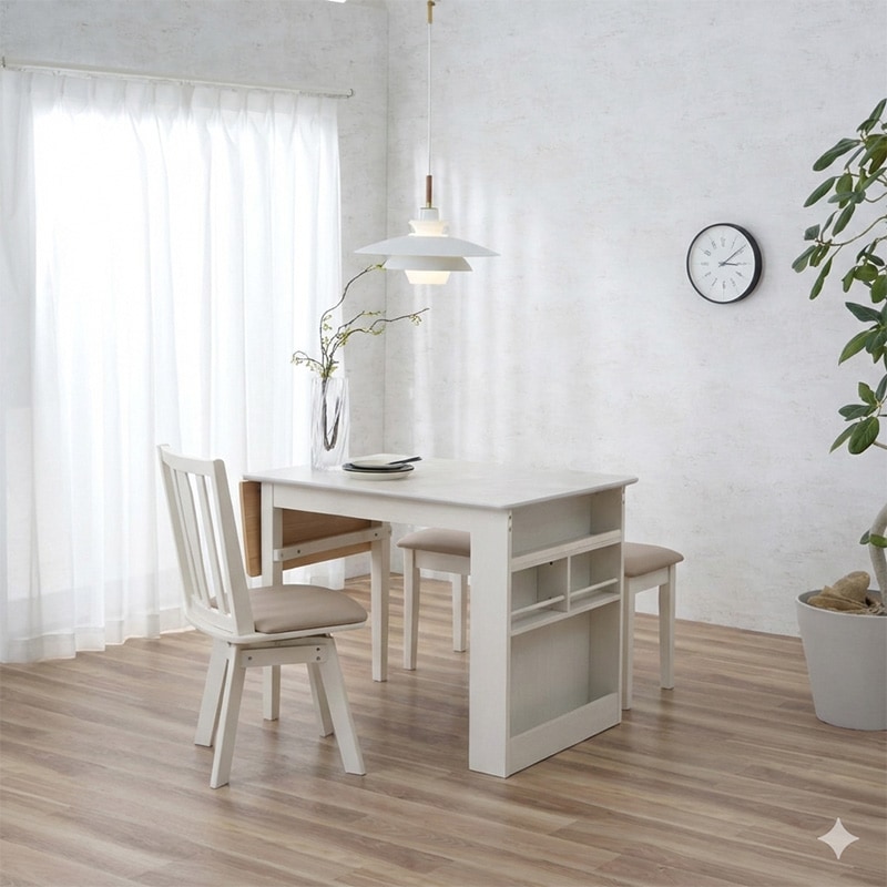 ダイニング4点セット 伸長テーブル CALM4 90EXTMHY/M-LGY + 回転チェア