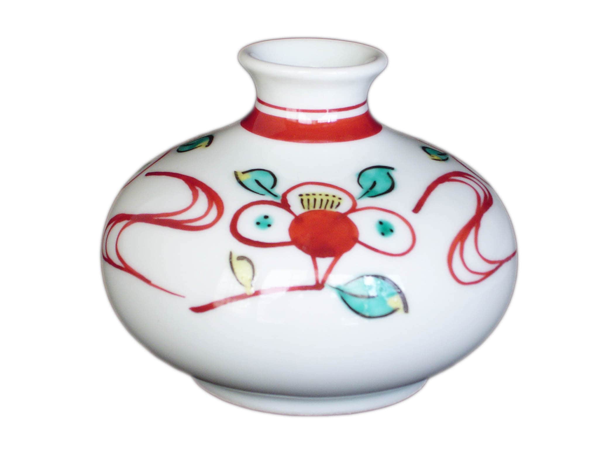 砥部焼通販・梅山窯・油壺（朱花文） 【e-tobeyaki.com】