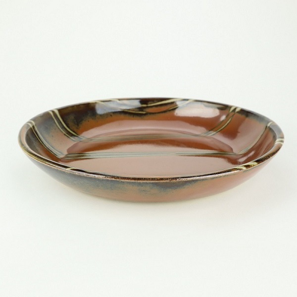 益子焼 萩原芳典 柿釉線紋平鉢 | とちぎの工芸から探す,陶磁器