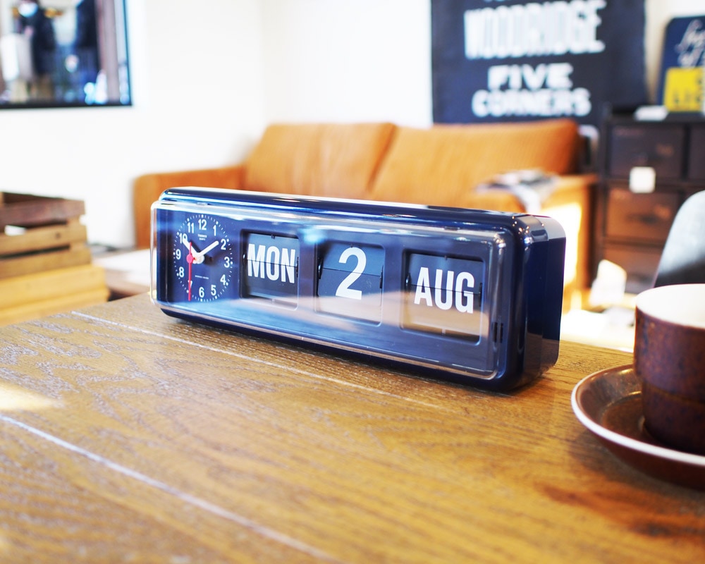 TWEMCO/トゥエンコ｜カレンダークロック BQ-38 別注ネイビー｜フリップ