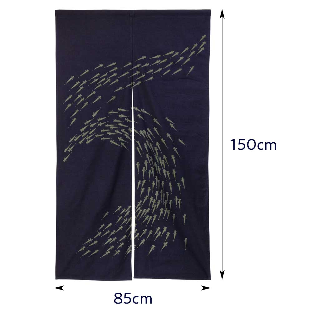 小島屋 藍染め暖簾（のれん） めだか柄 薄手生地 武州正藍染 埼玉県の