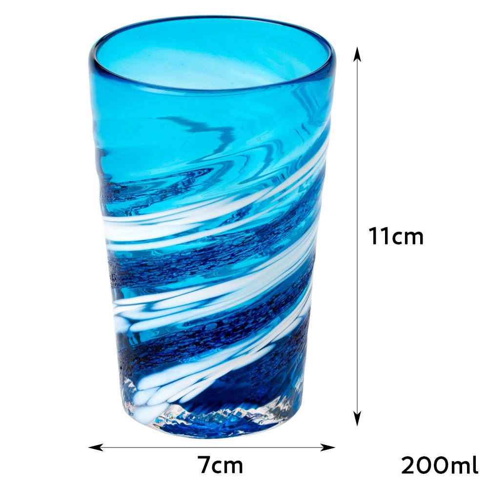 琉球ガラス 荒波シリーズ コバルト一口ビアグラス 200ml 贈り物