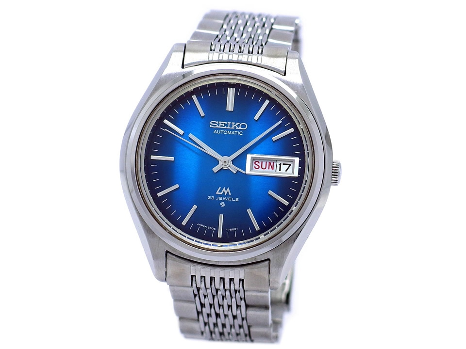 セイコー ロードマチック 5606-7072 青文字盤 スクリューバック 純正