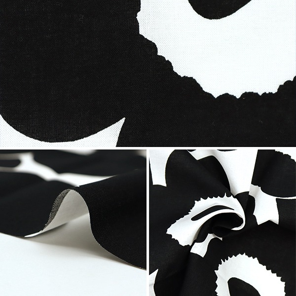 生地 『マリメッコ ピエニウニッコ カットクロス ブラック×ホワイト 約