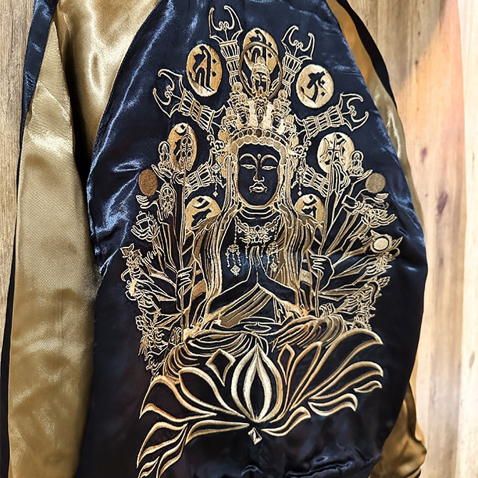 Mサイズ]千手観音柄刺繍リバーシブルスカジャン｜和柄｜横須賀