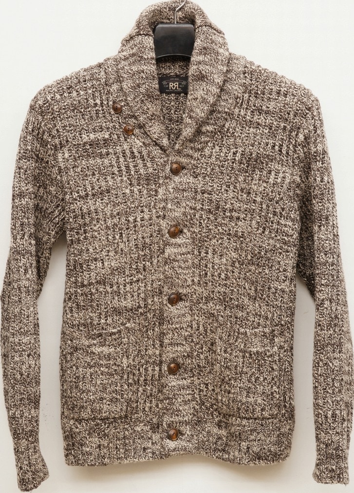 ダブルアールエル) RRL コットン ショールカラー カーディガン 霜降り