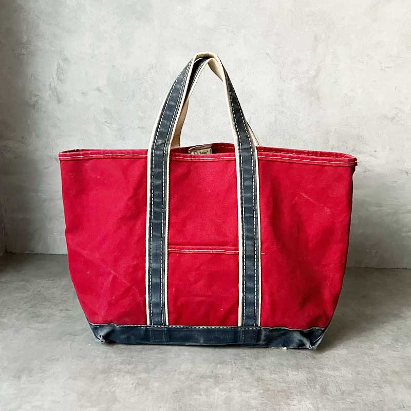 80'S L.L.BEAN Deluxe Tote Bag NAVY/RED LARGE Made in USA 80年代
