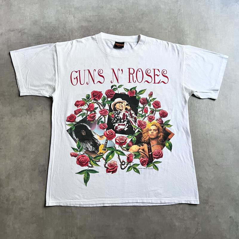 90's GUNS'N ROSES 93'World Tour T-Shirts XL/WHITE Made in USA 90