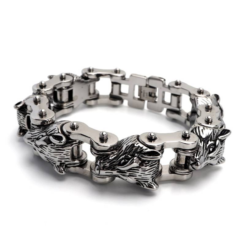 ステンレス ウルフバイクチェーンブレス [b662] | スタイルで探す,迫力