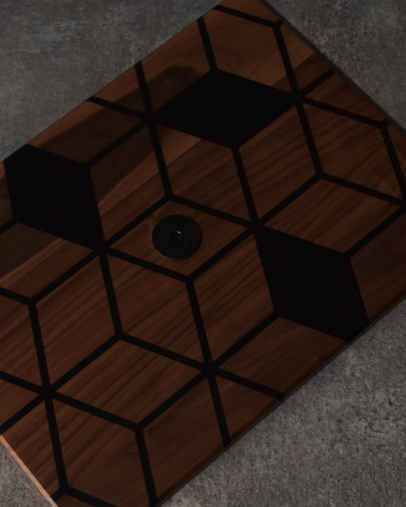 シェルコン25天板 三脚天板 ウォールナット＆レジン キューブ 透かし BLACK