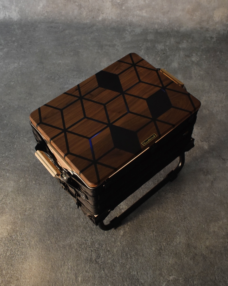 シェルコン25天板 三脚天板 ウォールナット＆レジン キューブ 透かし BLACK