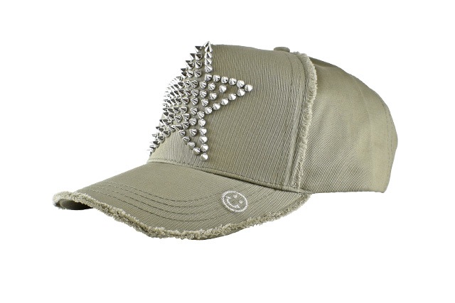 スタッズキャップ／スター／カーキ×シルバー／7014-3434 | キャップ