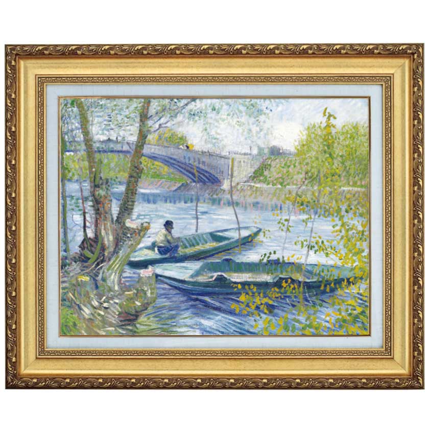 春の釣り（アニエール・クリシーの池』 ゴッホ 6号 立体複製名画 額装