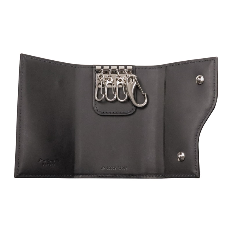 さとり キーケース 松阪レザー 硯（ブラック）×墨（マットブラック