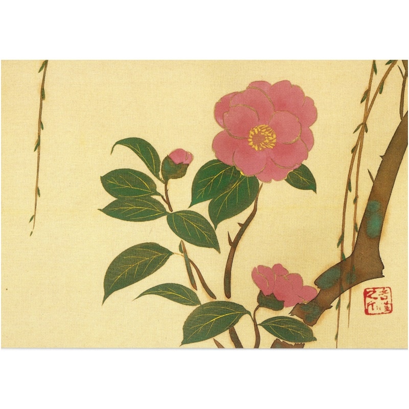 絵はがき〈十二ヶ月草花図 柳に椿〉神坂雪佳 NA-79京都便利堂