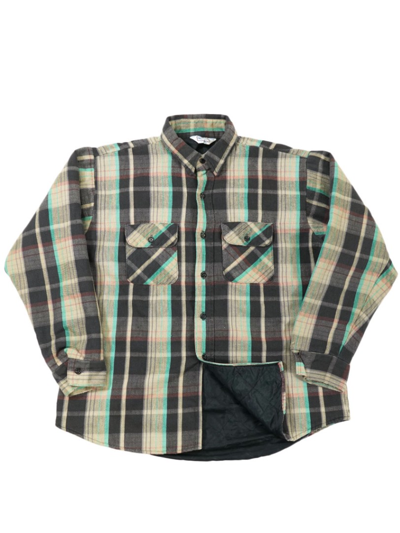 80's FIVEBROTHER 好配色チェック キルティングネルシャツ 表記(XL
