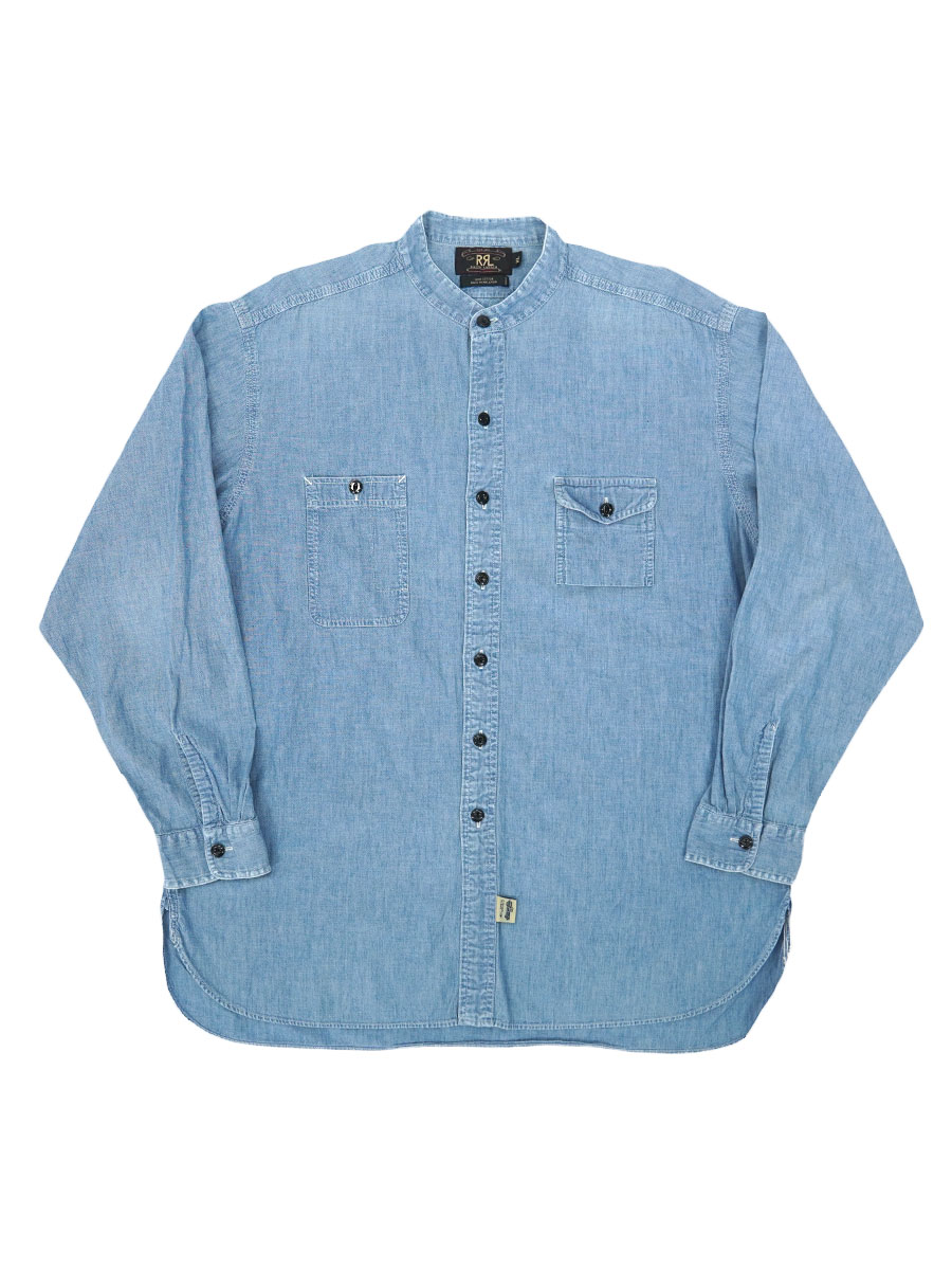 RRL スタンドカラー ガチャポケ マチ付き シャンブレーシャツ 表記(XL