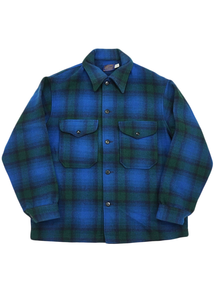 70's ペンドルトン 青ベース 好配色チェック柄 ウールジャケット 表記