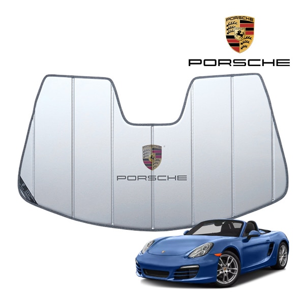 USポルシェ純正 専用設計 PORSCHE ロゴ入 サンシェード 吸盤不要