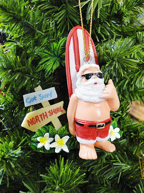 ハワイアン クリスマスオーナメント （サーフサンタ ゴッドサーフ）の