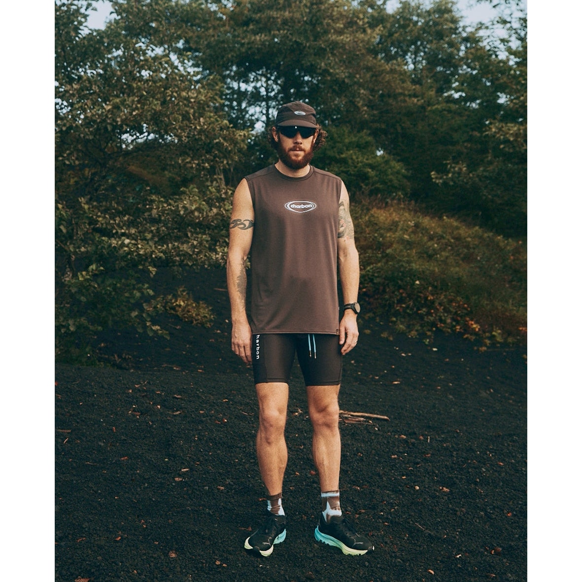 charbon / POLARTEC POWER DRY SLEEVELESS T-SHIRTS（OVAL LOGO）BROWN