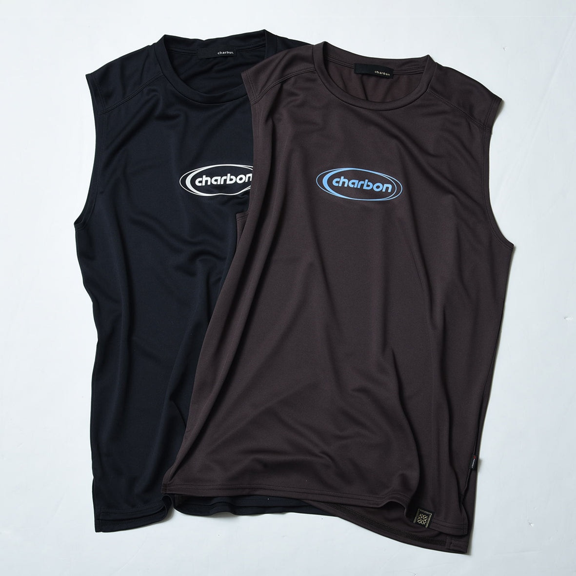 charbon / POLARTEC POWER DRY SLEEVELESS T-SHIRTS（OVAL LOGO）BROWN