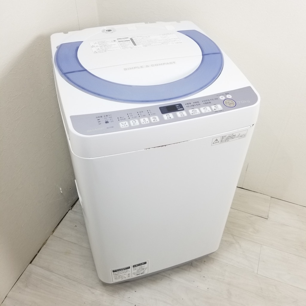 中古 洗濯機 シャープ 7.0kg 送風乾燥 ES-T708-A 2016年製 全自動洗濯