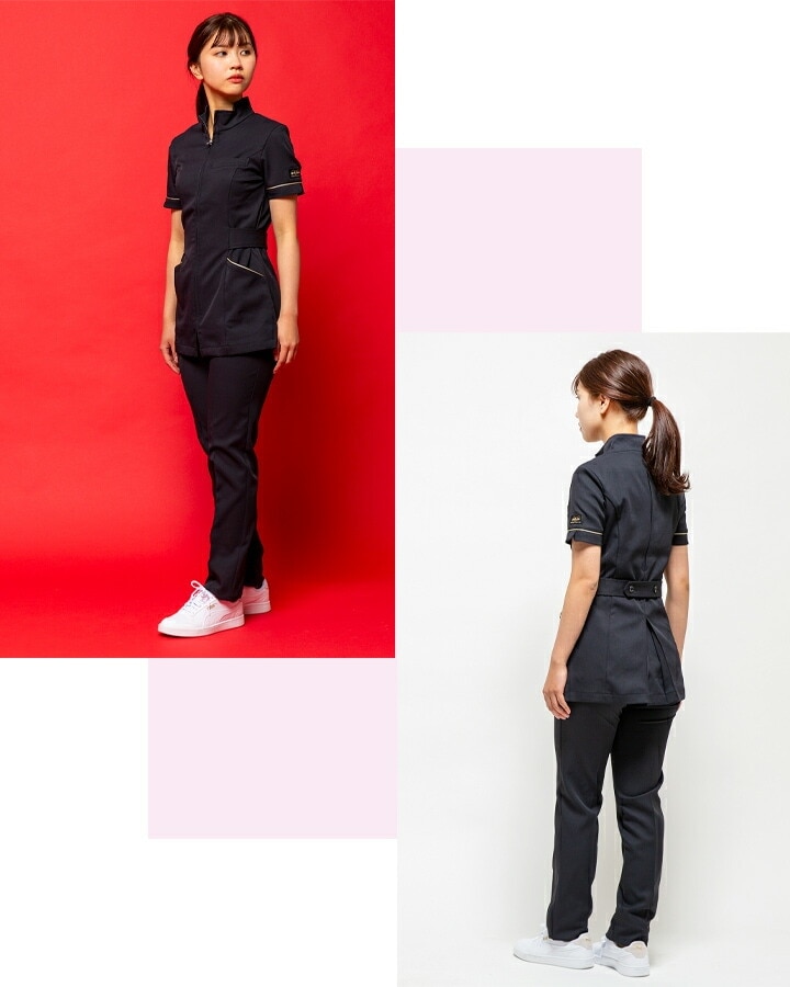 ミッシェルクラン チュニック 白衣 MK-0023 半袖 ストレッチ 透け防止