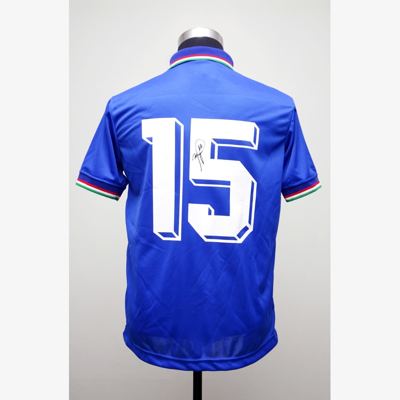 バッジョ直筆サイン入りイタリア代表1990復刻版ホームユニフォーム