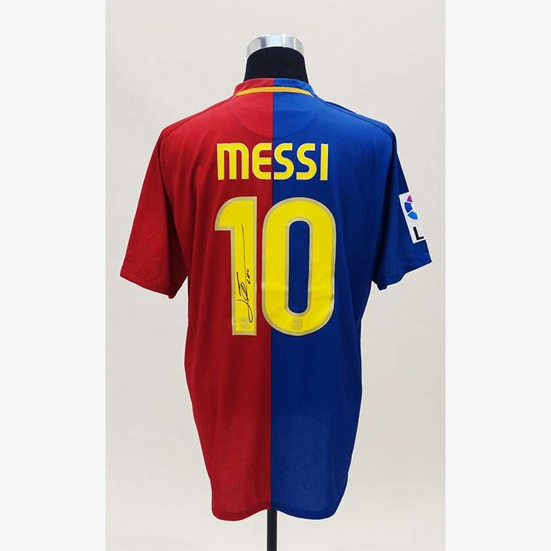 メッシ直筆サイン入りバルセロナ08/09ホームユニフォーム | THE DUGOUT