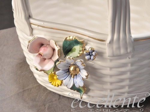 イタリア製 陶花付き バスケット ミニ｜PU-30/4 | イタリア家具