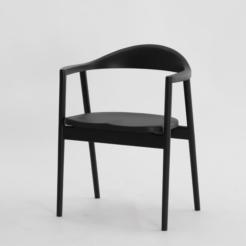 座面高44］ダイニングチェア 黒 アームチェア