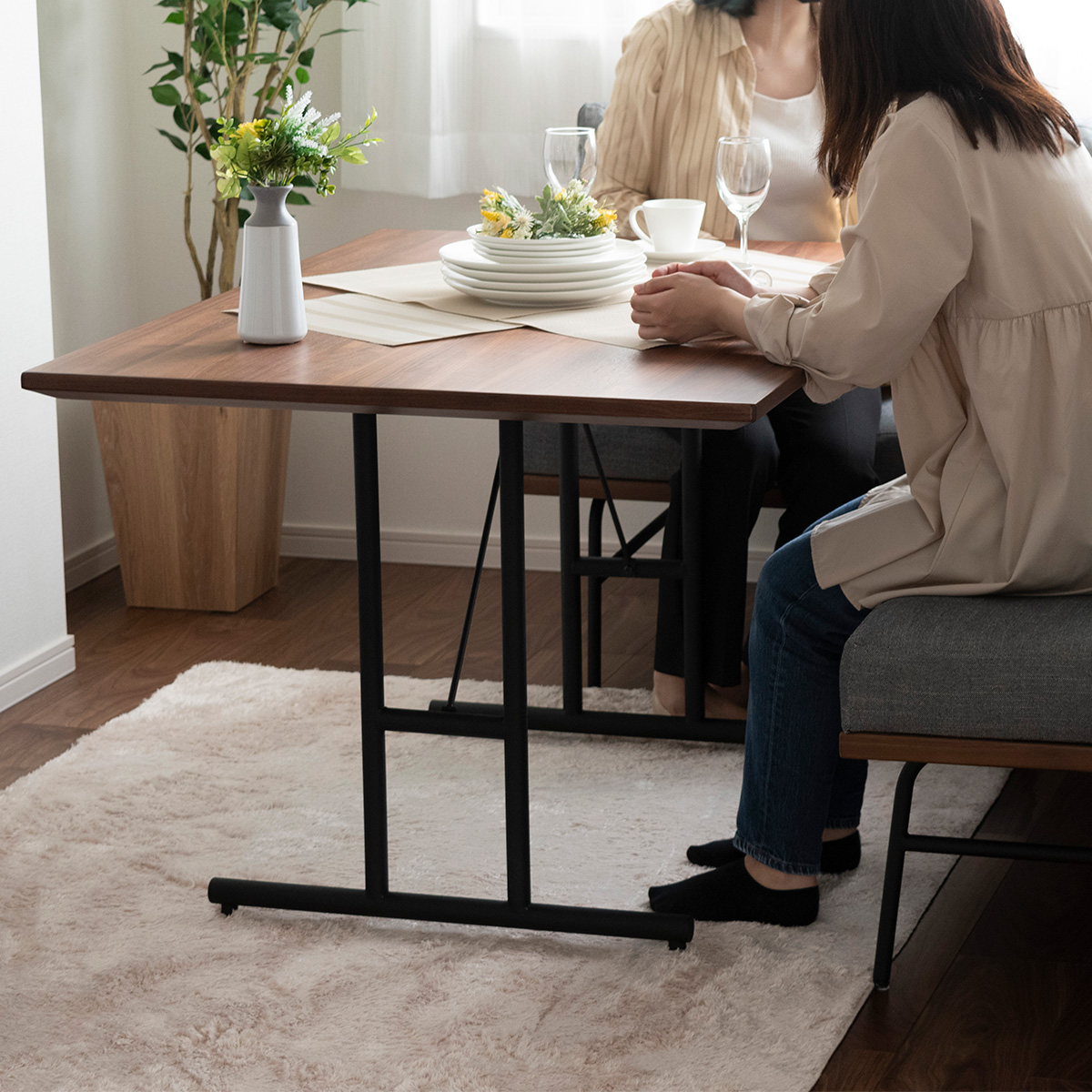 幅120/高さ70] ダイニングテーブル ウォルナット アイアン CL2 120