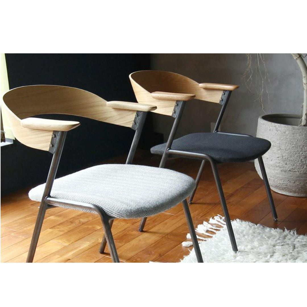 ショートアームチェア ダニス オークNT色/オークBR色 ファブリック