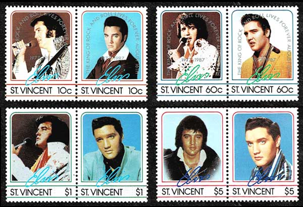 エルヴィス・プレスリー 切手8種セット セントビンセント・グレ